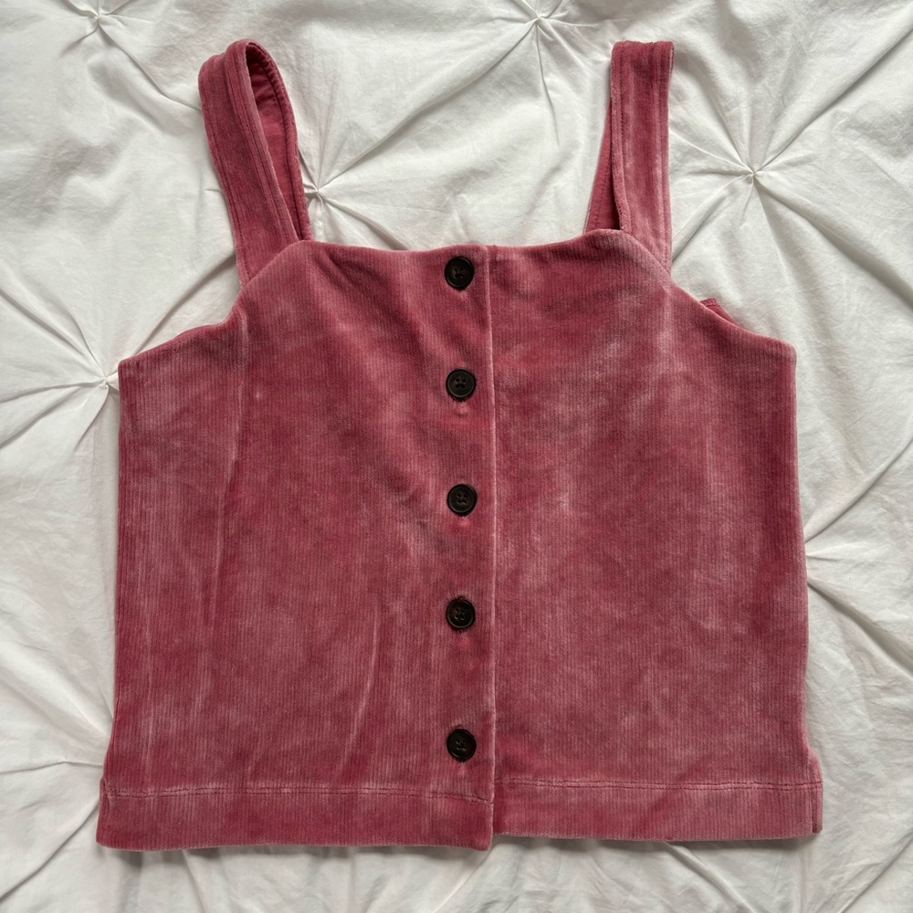 Madewell Pink Crop Buttoned Tank Top